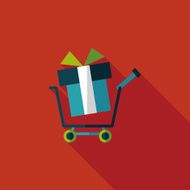 shopping cart flat icon with long shadow N39