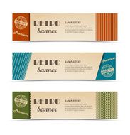 Retro horizontal banners with colored stripes