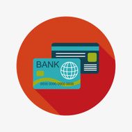 credit card flat icon with long shadow N14