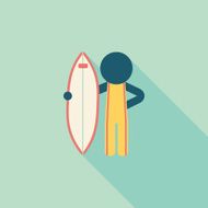surfing flat icon with long shadow N8