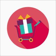 shopping cart flat icon with long shadow N43