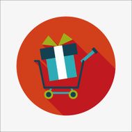 shopping cart flat icon with long shadow N44