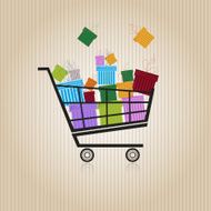 Shopping trolley with gift boxes