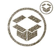 Packaging box vector textured icon isolated on white backdrop