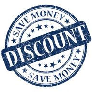 discount blue round stamp