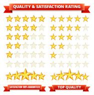 Quality Satisfaction Guarantee Gold Stars with Red Ribbon