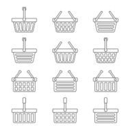 Set of twelve shopping baskets icons