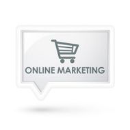 online marketing with cart icon on a speech bubble
