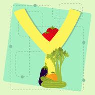 Letter &quot;y&quot; from stylized alphabet with fruits and vegetables