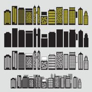 Building black and white icon set vector N2