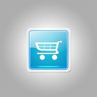 Shopping Square Vector Blue Web Icon Button N2