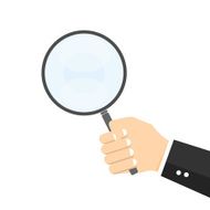 Hand holding Magnifier Find concept Vector