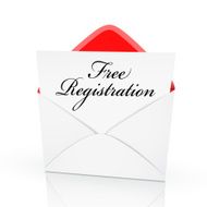 the words free registration on a card