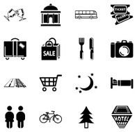Tourist locations icon set N2
