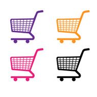 Shopping Cart Icons in Purple Orange Pink Black