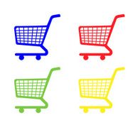 Shopping Cart Icons in Blue Red Green Yellow