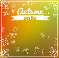 Autumn sale poster with colorful background and leaf shapes vector
