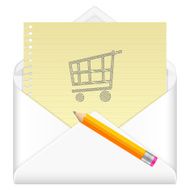 envelope with drawing shopping cart symbol