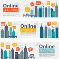 Shopping Online Banners And Icon Set