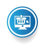 On-line shopping symbol on blue button