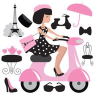 Girl in Paris vector illustration N4
