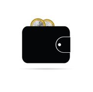 wallet with one euro icon vector