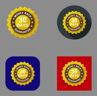 Flat Money Back Guarantee Badge icons