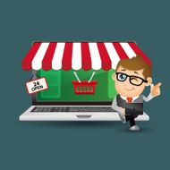 People Set - E-shopping Businessman Online shopping PC