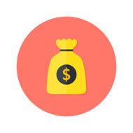 Gold Money Bag Flat Circle Icon