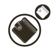 Wallet vector simple single color icon isolated on white