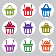 Shopping basket icons vector set supermarket shopping N2