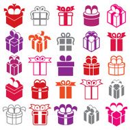 Gift boxes icons isolated on white background vector set N3