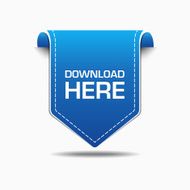 Download Here Blue Label Icon Vector Design