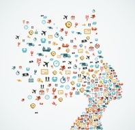 Logistics app icons splash Woman head