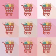 Shopping cart flat icons design clean vector