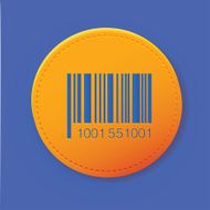 Bar-code symbol on yellow button vector