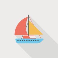 Sailboat flat icon with long shadow N10