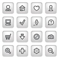 Basic web icons on gray buttons