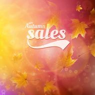Autumn sale realistic Leaves typography poster N42
