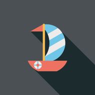 Sailboat flat icon with long shadow N11