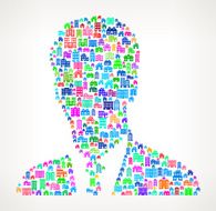 Businessman On House and Real Estate Icon Pattern