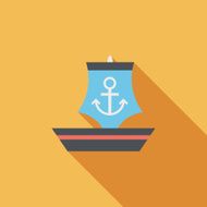 Sailboat flat icon with long shadow N12