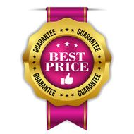 Purple gold best price badge with ribbon