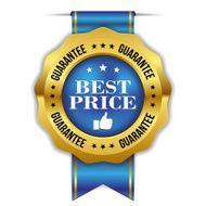 Blue gold best price badge with ribbon