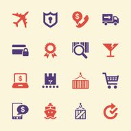 Online Shopping and Shipping Icons - Color Series