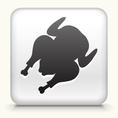 Square Button with Cooked Poultry