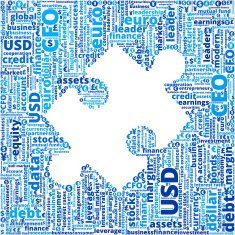Puzzle Piece on Business and Finance Word Cloud N4