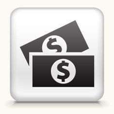 Square Button with Dollar Bills