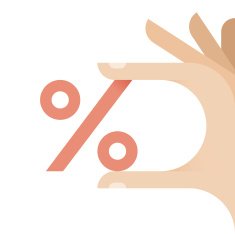 Human hand holding big percent sign - shopping sale symbol