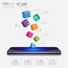 smartphone with cube 3d vector N2